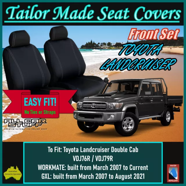 Full Neoprene Front Seat Covers for Toyota Landcruiser 76/79 Series Double Cab