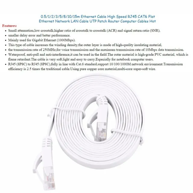 CAT6 ETHERNET CABLE Flat Ethernet Cable 20meter Multi Core Gigabit