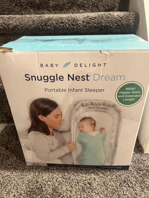 Baby Delight Snuggle Nest Dream Portable Used Grey Elephant Great Condition