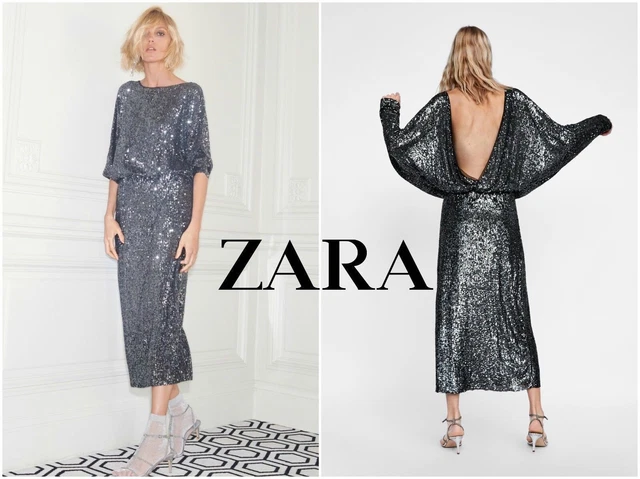 ABITO PAILLETTES ZARA EDIZIONE LIMITATA maxi abito senza schienale argento PAILLETTES DRESS EUR 129 00 PicClick IT