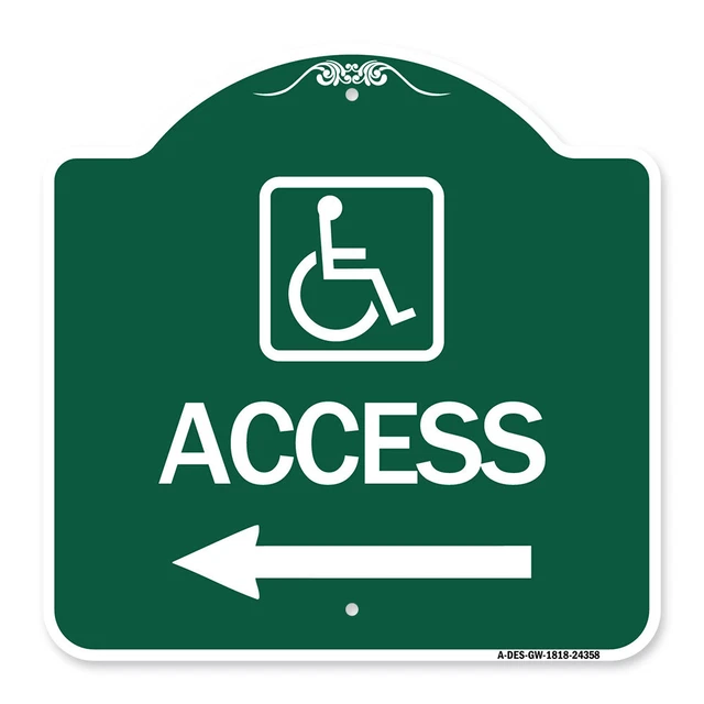 Designer Series - Access (With Updated Isa Symbol and Left Arrow) Metal Sign
