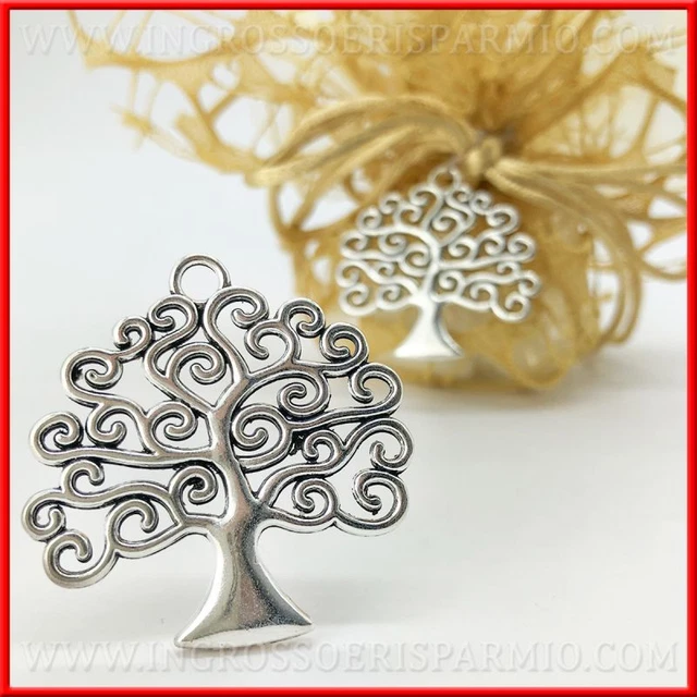 20 Ciondoli Albero Della Vita In Metallo Argentato - Per Braccialetti, Collane Fai Da Te