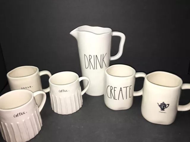 Rae Dunn set Pitcher w/ 5 Mugs