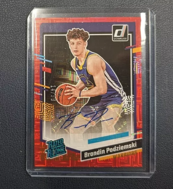 2023-24 Donruss Brandin Podziemski Choice Red Auto Rated Rookie /99 Warriors RC