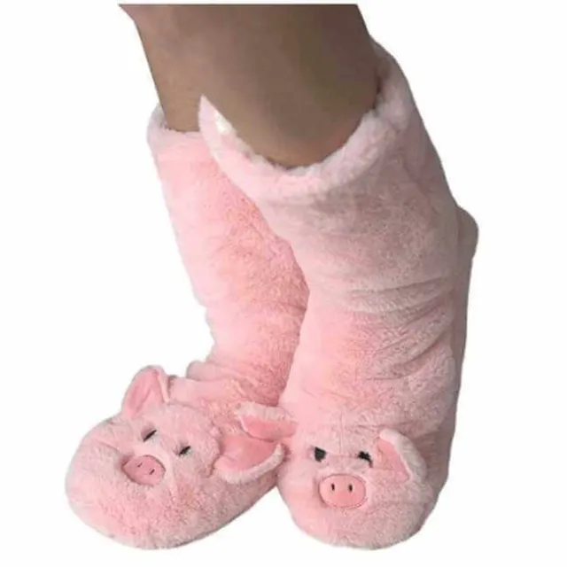 Oooh Yeah/Oooh Geez Pink Le Pig Women's Sherpa Slipper Socks