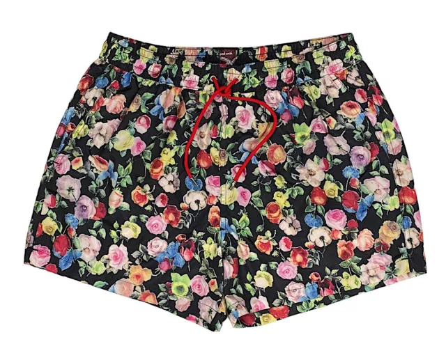 PAUL SMITH Black Floral Archive Print Men’s Swim Trunks M  NEW Ltd Ed $175