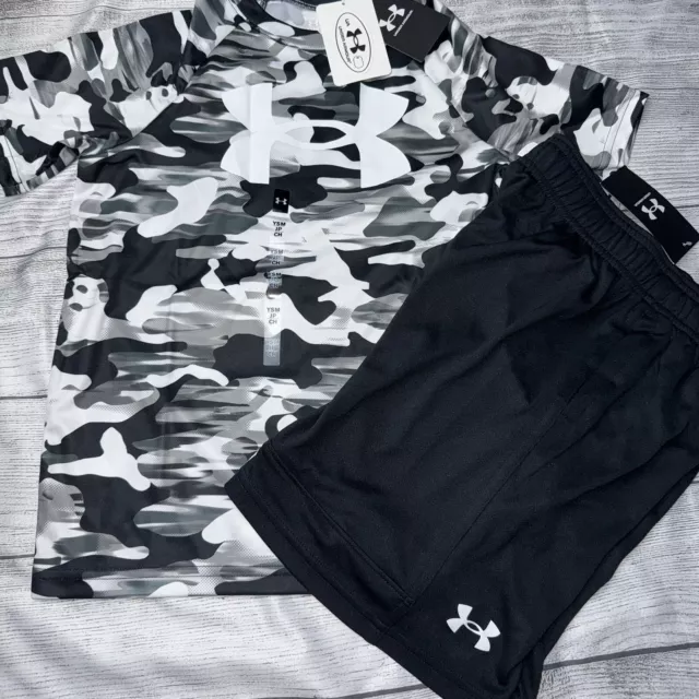 UNDER ARMOUR YOUTH Small (8) Black Camo Outfit Set NEW $34.99 - PicClick