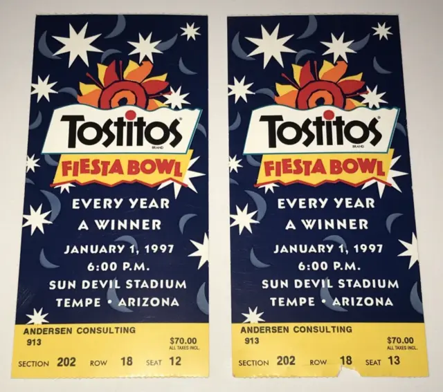 1/1/97 Fiesta Bowl NCAA Football Ticket Stub Penn State Texas January 1 1997