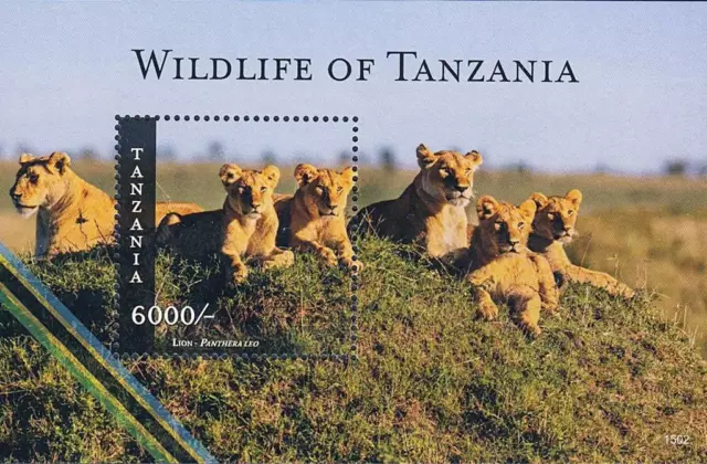 Tanzania 2015 Animals S/S Mnh Sc#2757 Lions, Felines Big Cats