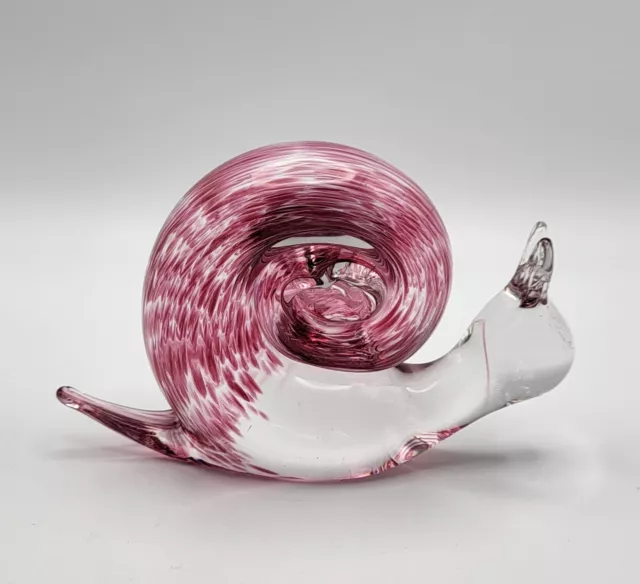 Vintage Wedgwood large Cranberry Red Glass Snail  Paperweight 5.5in x 3in