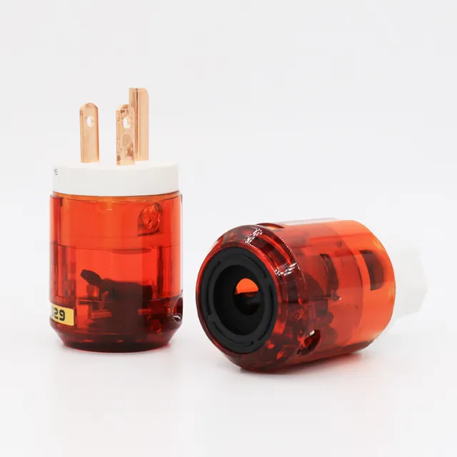 Pair P-046E Pure Red-Copper US Power Pug IEC Connector for HIFI Power Cable