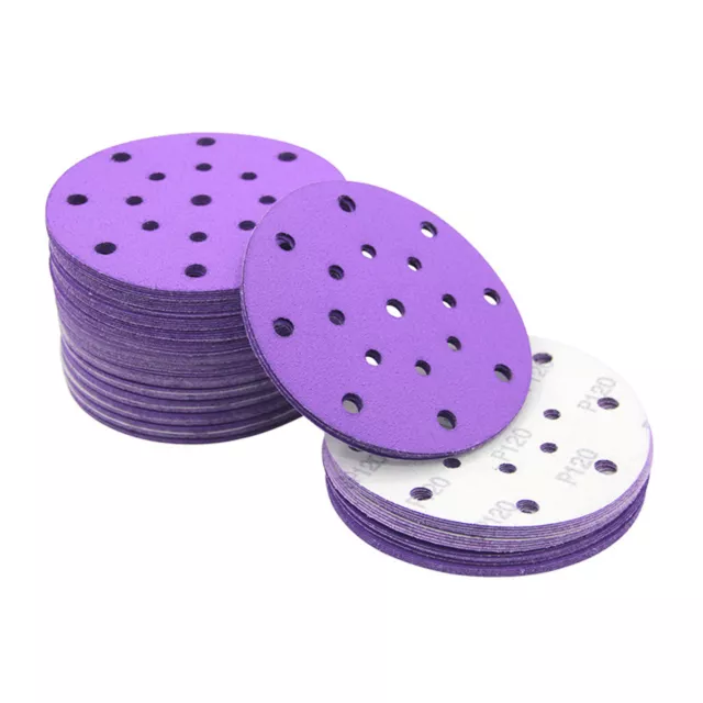 6 inch 80 - 600 Grit Sanding Discs 17 Hole Dry Round Hook Loop Sander Sand Paper 2