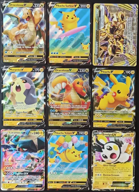 Lot of 9 Pokemon EX GX Ultra Rare V Promo Turbo Cards - FR