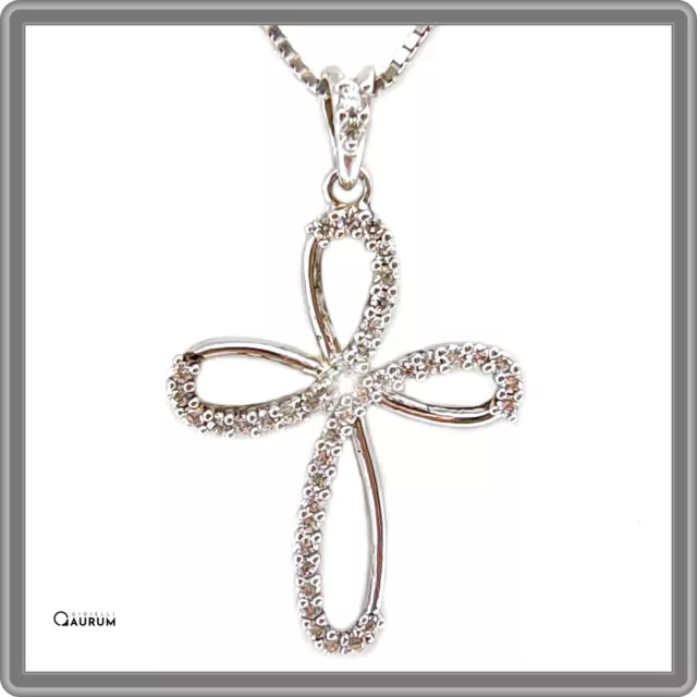 Collana con Croce Pendente in Argento 925 rodiata oro bianco girocollo da donna