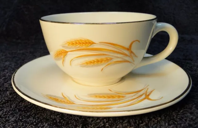 Homer Laughlin Golden Wheat Tea Cup Saucer Set