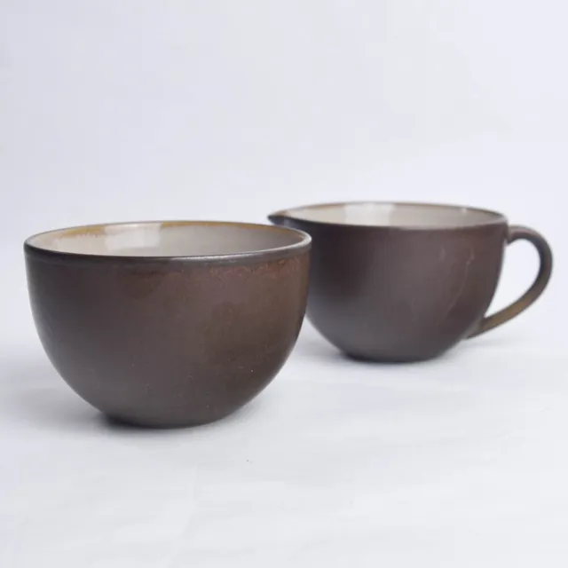 Mikasa Swiss Coffee Dark Brown Creamer and Sugar Bowl Set or Tea Made in Japan