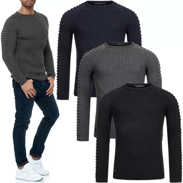 Redbridge Uomo Maglione Pullover Sweatshirt Sweater Slim-Fit Costine 3093
