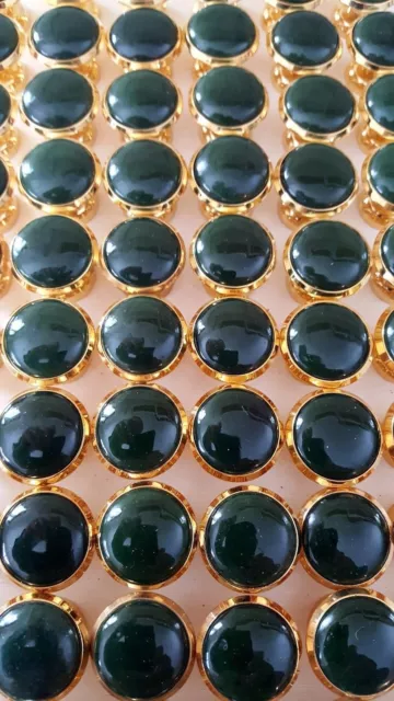 Jade on Brass, Mid-Century drawer pulls, knobs, Alaskan Nephrite 3/4"