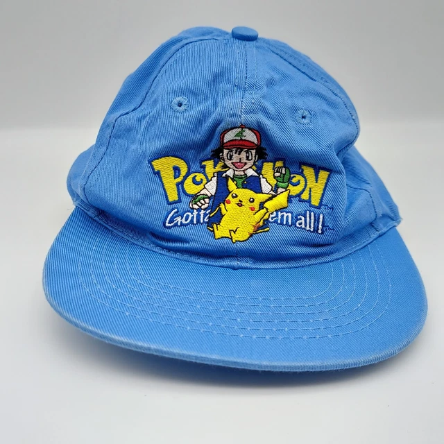 VINTAGE POKEMON HAT Gotta Catch 'em All Pikachu Ash Blue Adjustable Cap