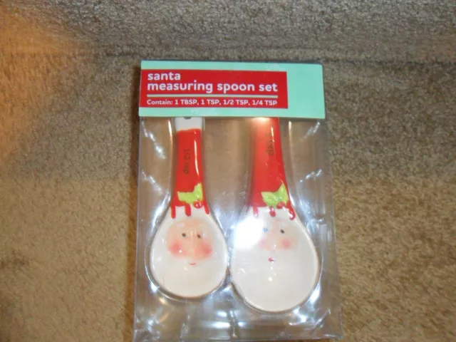 New Ceramic Santa Claus Measuring Spoons Set Of 4