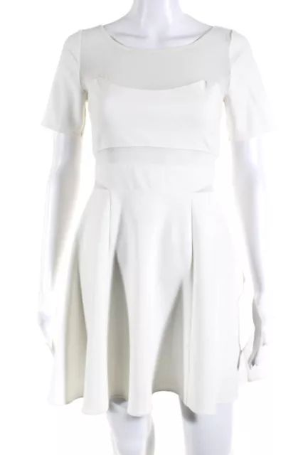 Elizabeth and James Women's Short Sleeve A Line Mini Dress White Size 4
