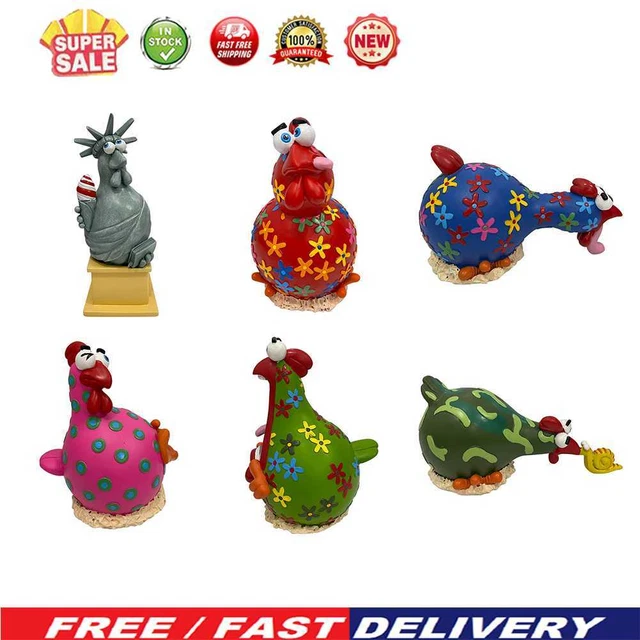 Resin Chicken Statue Desk Ornament Courtyard Fairy Garden Decoration Funny Arts