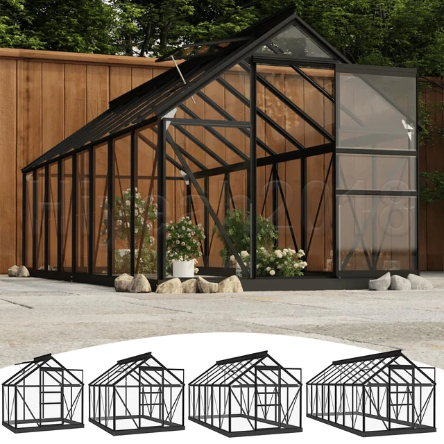 GLAS GEWÄCHSHAUS MIT Stahl Fundament Alu Treibhaus Tomatenhaus