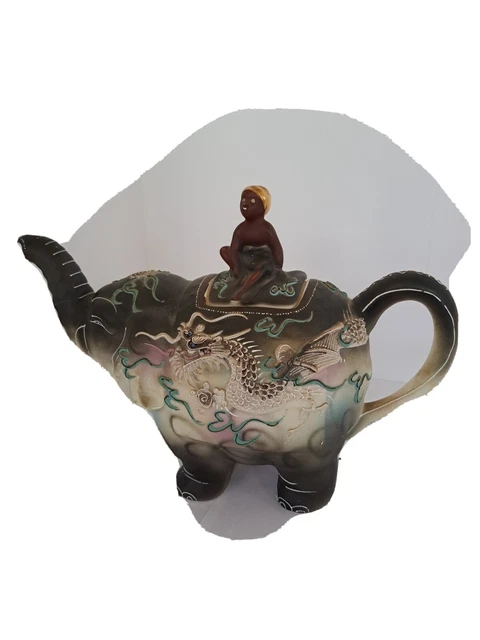VINTAGE Japanese DRAGONWARE Moriage "GOOD LUCK ELEPHANT" TEAPOT Hand Painted