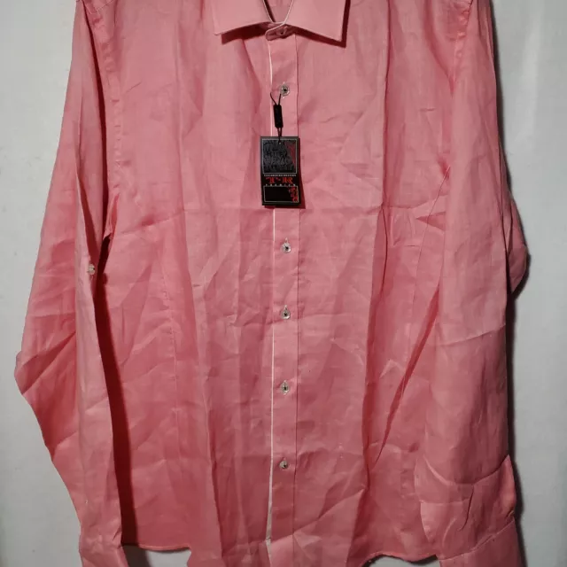 TR Premium Linen Shirt Mens XL Pink Long Sleeve Button Up NWT 3