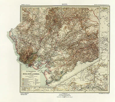 Landkarte von Bauchi Kamerun Afrika Mungo Wuri Dibamba Bakoko Kolonialatlas 139