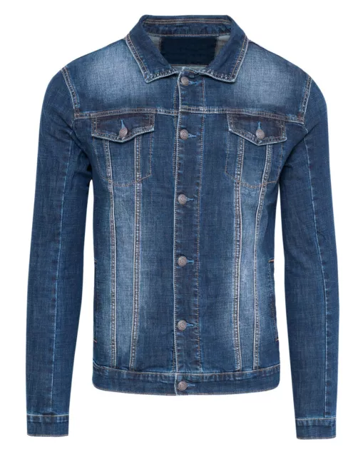 Giubbotto di jeans uomo casual blu denim giacca giubbino moto da S a XXL 3XL 4XL