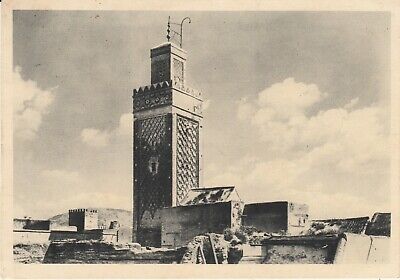 10cmx15cm postcard morocco morocco moulay Abdallah minaret mosque writing 1942