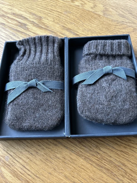 Restoration Hardware Mini Cashmere Mitten Hand Warmers Brand New Box brown