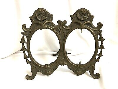 Beautiful Vintage Brass ART NOUVEAU DOUBLE PICTURE PHOTO FRAME Shell Style