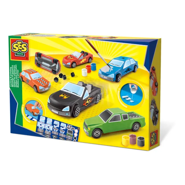 SES CREATIVE Cars Casting & Painting Kit, Unisex, Ages Six to Twelve Years