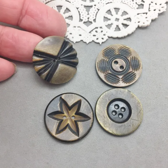 Vintage Wafer Celluloid 1" Button Lot 4 Art Deco Sewing Clothes 3-4mm Thick