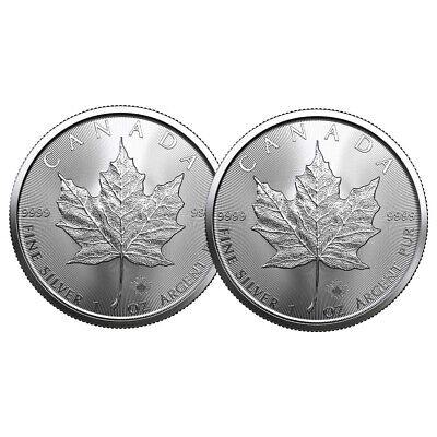 Lot of 2 - 2022 $5 Silver Canadian Maple Leaf 1 oz BU