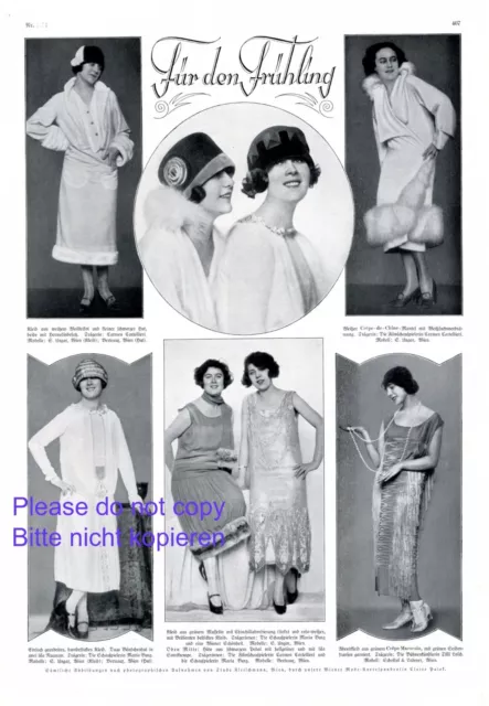 Frühjahrsmode 1925 1 S. Fotoabb. 20er Jahre Mode Frühling Losch Cartellieri  +