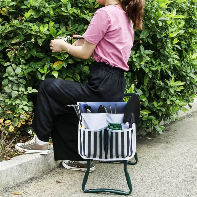 Garden Kneeler Seat Stool With Tool Bag Foldable Garden Kneeler Tool Bags Outdoo