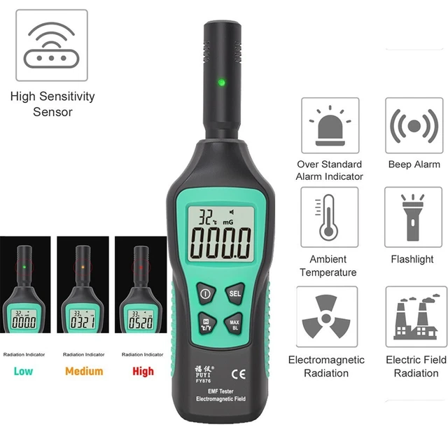 Elettromagnetico Campo Tester Digitale Lettore Emf Metro Radiazioni Rilevatore >