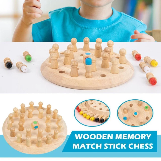 WOODEN MEMORY MATCH Stick Chess Game, Funny Block Board Education Game