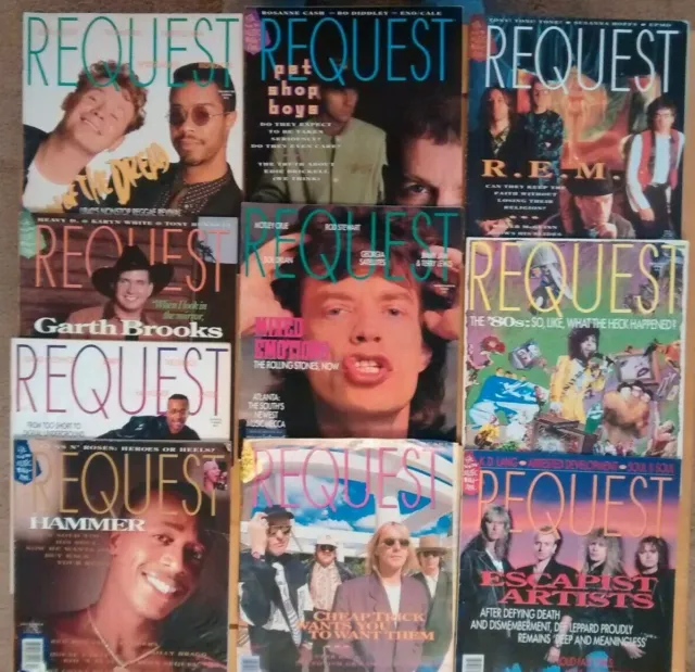 REQUEST Music Magazines LOT OF 9 1989-1992 STONES REM G'N'R MC Hammer PRINCE PE