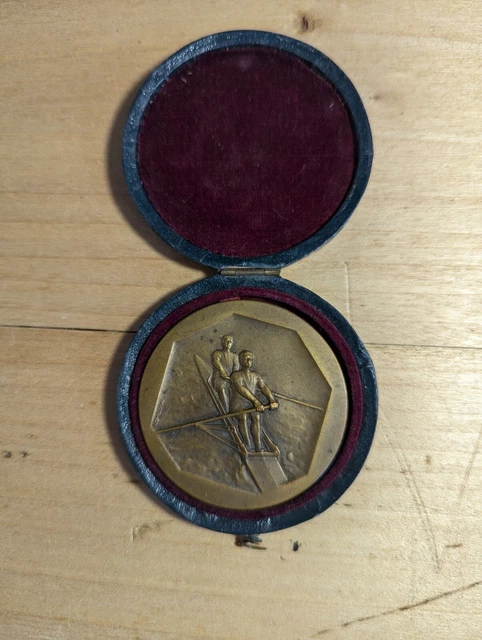 Ancienne Médaille Aviron – Bronze Argenté – Vintage – Bon état