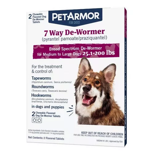 Petarmor 7 Manera de-Wormer para Mediano A Perros Grandes (11.4-90.5kg) 2 Count