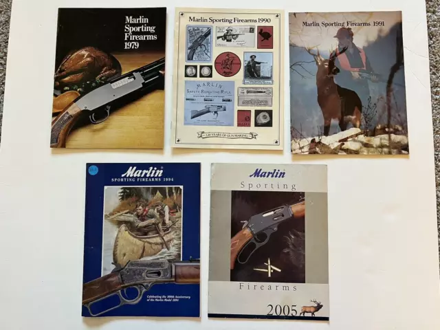 5 Marlin Guns Catalogs - 1979-1990-1991-1994-2005