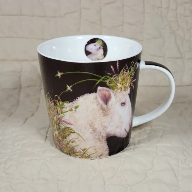 Vicki Sawyer Lamb Black Coffee Mug PPD Sheep Farm Art Paper Product Designs Hay