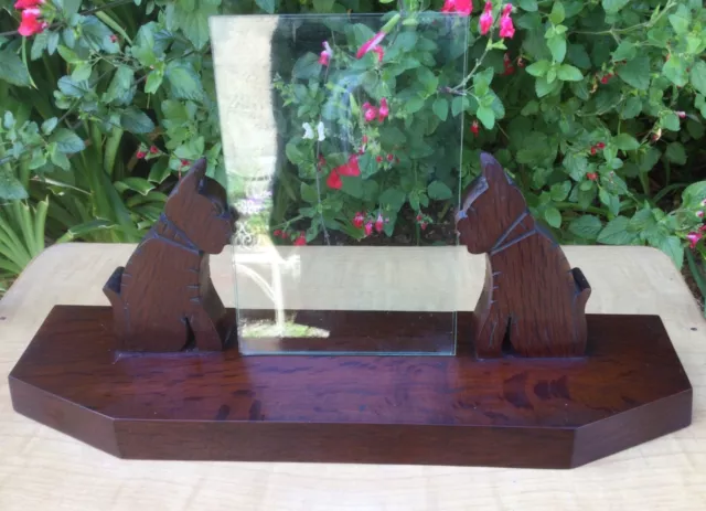 ANCIEN GRAND PORTE PHOTO EN BOIS CHIEN ART DÉCO avec ses 2 verres