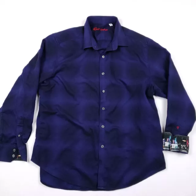 Robert Graham DARK ENERGY Moon Landing Cuffs Classic Fit Shirt 2XL Purple Black