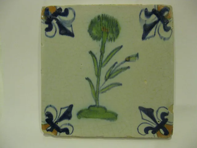 Antique Dutch Polychrome Tile Tiles 17th century -- free shipping