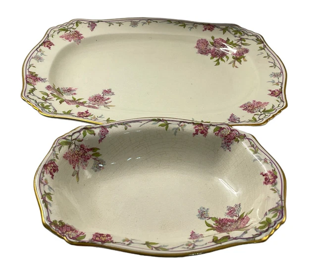 Royal Winton Grimwades England Pink Blue  Lilac Platter and Serving Bowl Vintage